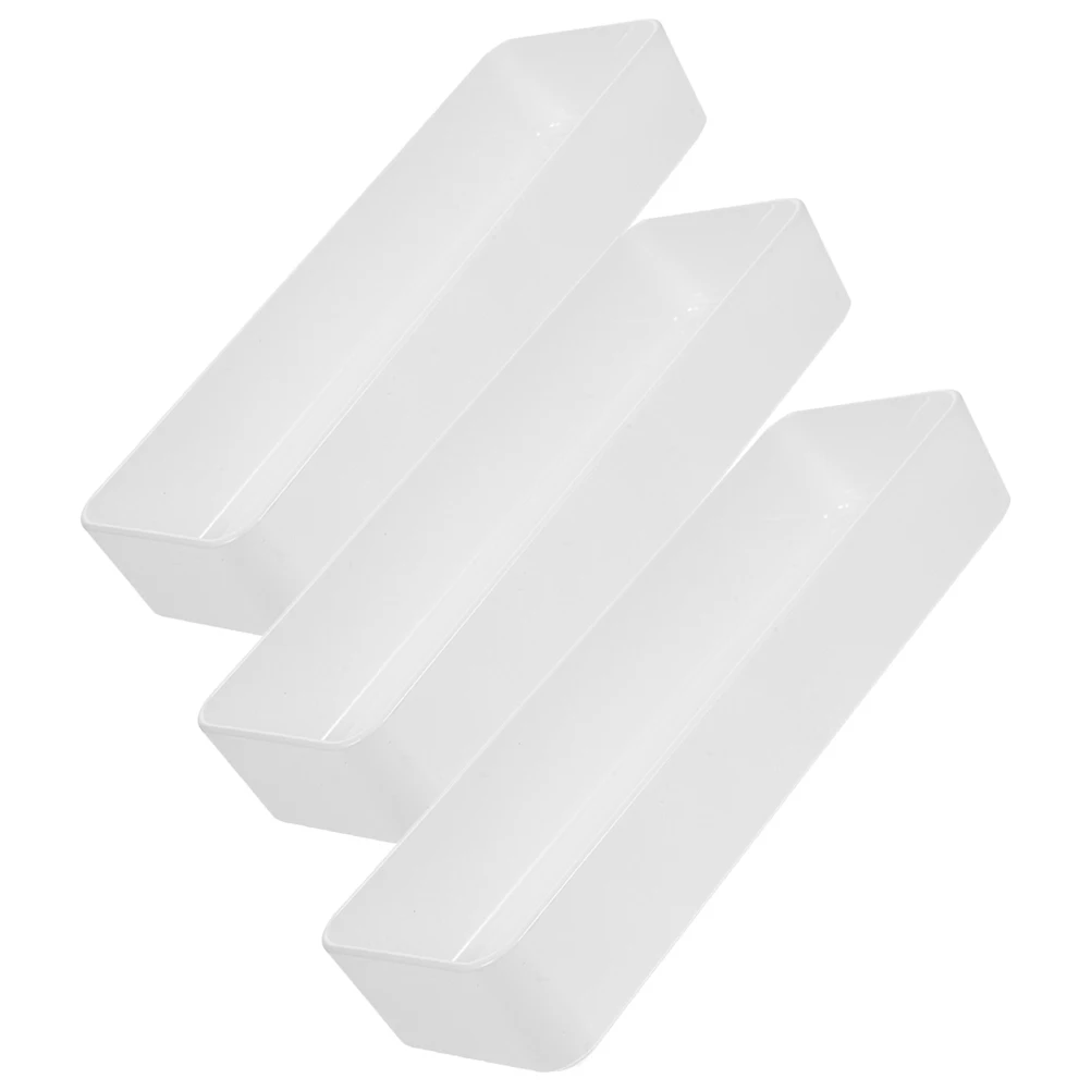 

3pcs Large White Drawer Storage Boxes Kitchen Organizer Trays Cutlery Cupboard Desk Tidy Space Saving Plastic Bins