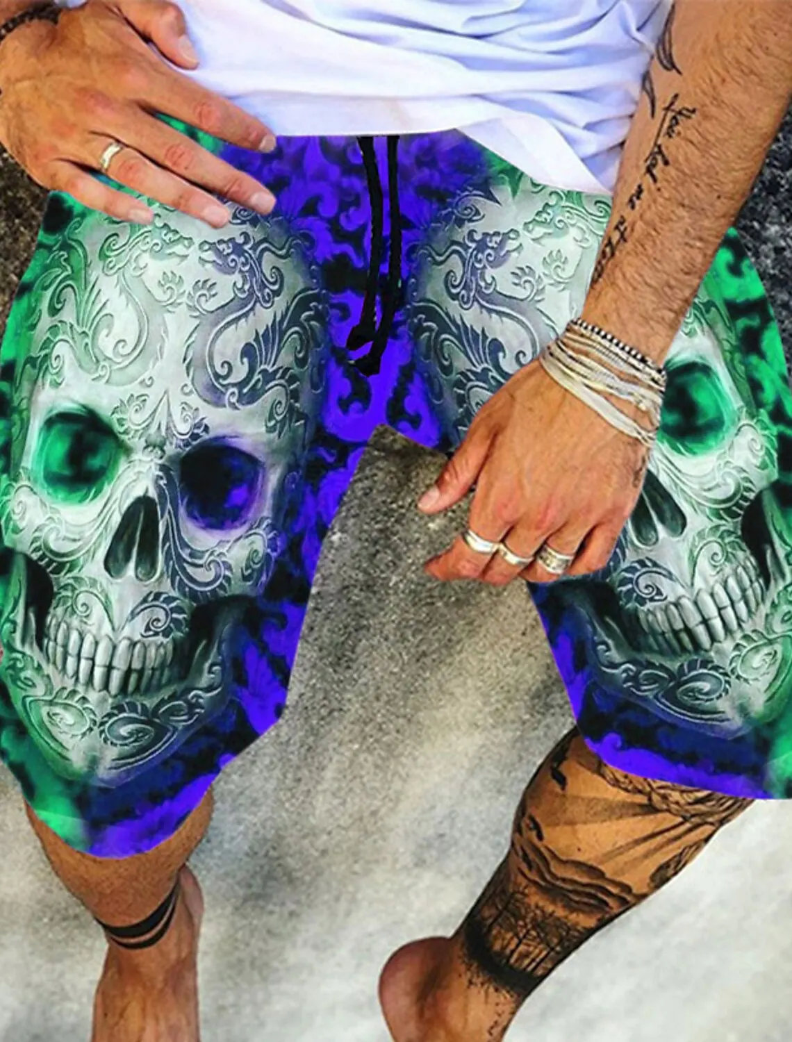

Men's Shorts Summer Beach Shorts Elastic Drawstring Design Print Graphic Skull Outdoor Daily Fashion Casual 4 Micro-elastic