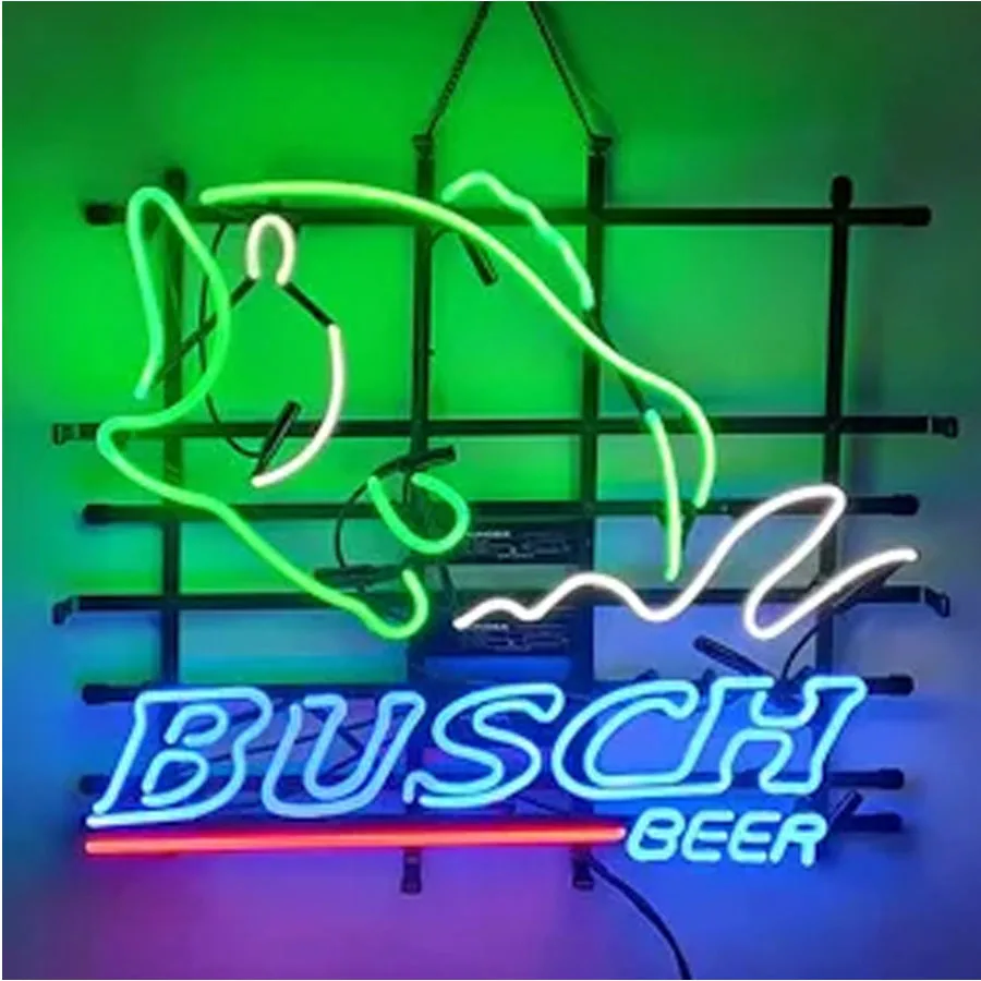 Neon Sign for Busc Beer Neon Tube Sign Fish Light handcrafted Beer Bar Hotel Decor Lamp neon light sign Real  Glass Room Decor