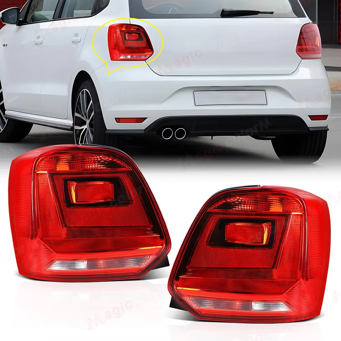 

Right/ Left Tail Light For VW Polo 6C Hatchback 2014 2015 2016 2017 Reversing Brake Light Warning Stop Lamp without Bulb