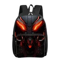 Mochila con bolsillo frontal cuadrado con estampado de robots mecánicos para niños y niñas, los mejores regalos, mochila escolar de dibujos animados plana 2D para niños