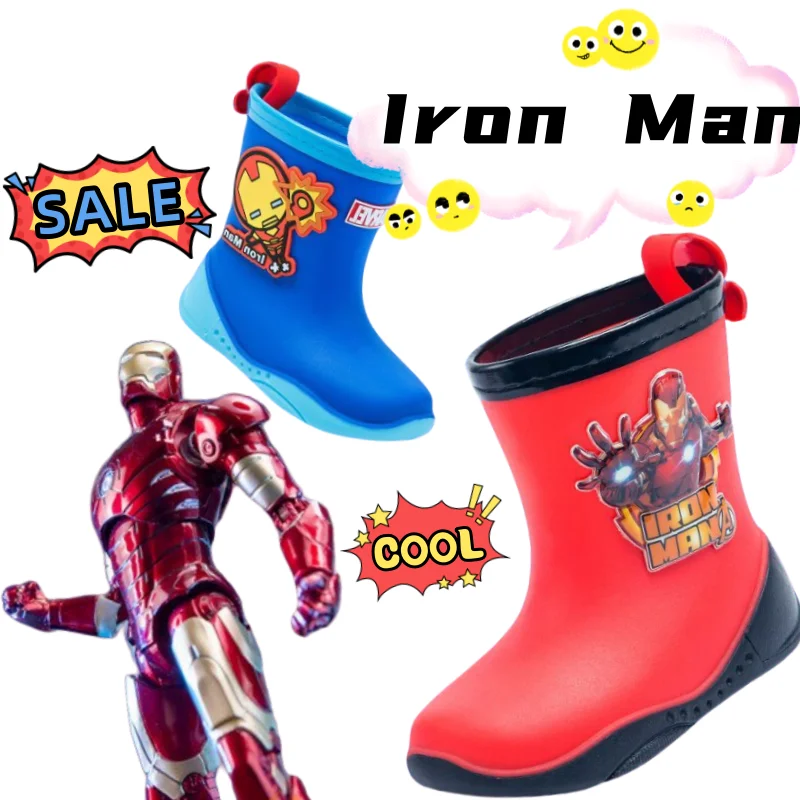 

Iron Man cool and cute cartoon anime non-slip loose breathable lightweight student children's peripheral mid-leg rain boots