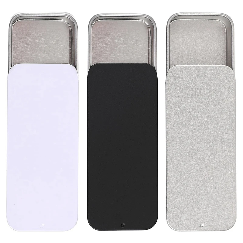 3 قطع من حاويات القصدير المعدنية العلوية، حاوية علب محمولة 3.14 × 1.33 × 0.47 بوصة، حاويات فارغة مستطيلة