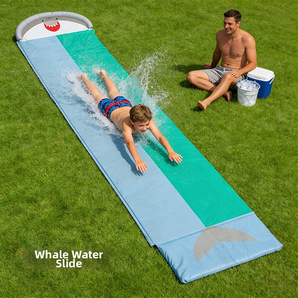 

Giant Shark Shaped Inflatable Waterslide Portable Lawn Water Game Toy For Children Outdoor Entertainment