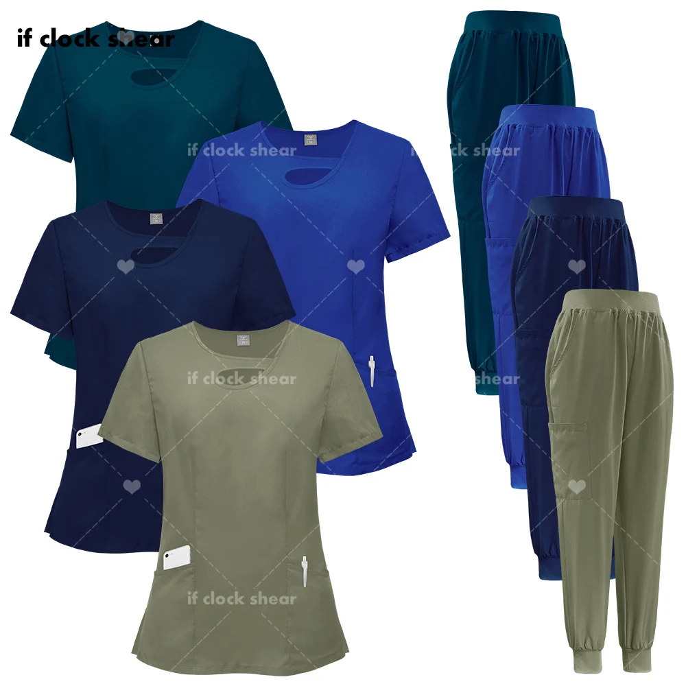 

Nurse Uniforms with Pockets Beauty Salon Work Clothes Surgical Top Jogger Pants Dental Clinic Surgical Uniform Medical Scrub Set