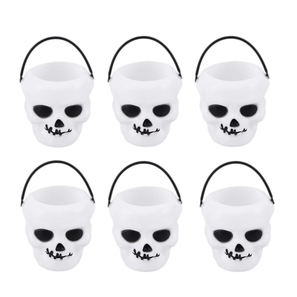 

8 pcs 6X5.5Cm Jars Halloween Witch Cauldron Plastic Snack Holder Party Decoration Balck Theme Props White