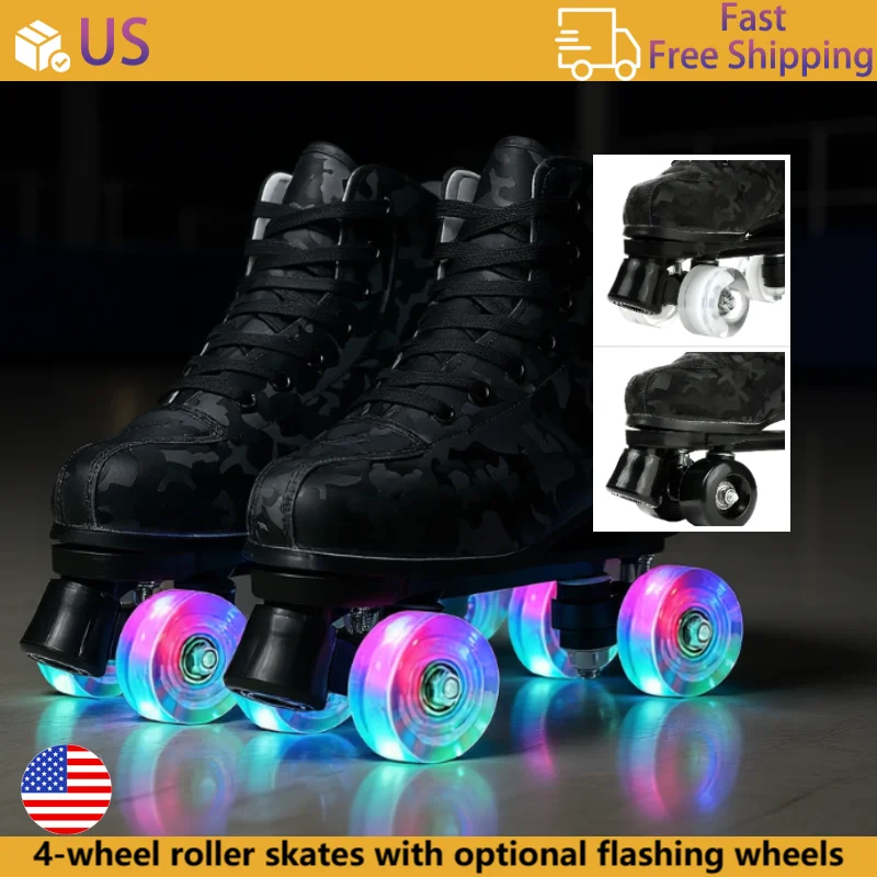 

YYW мигающие роликовые коньки для начинающих, женские уличные кроссовки для катания на коньках, 4-колесная обувь для скейтбординга, размер 32, 33, 34-45, двухрядные кроссовки для девочек Quad