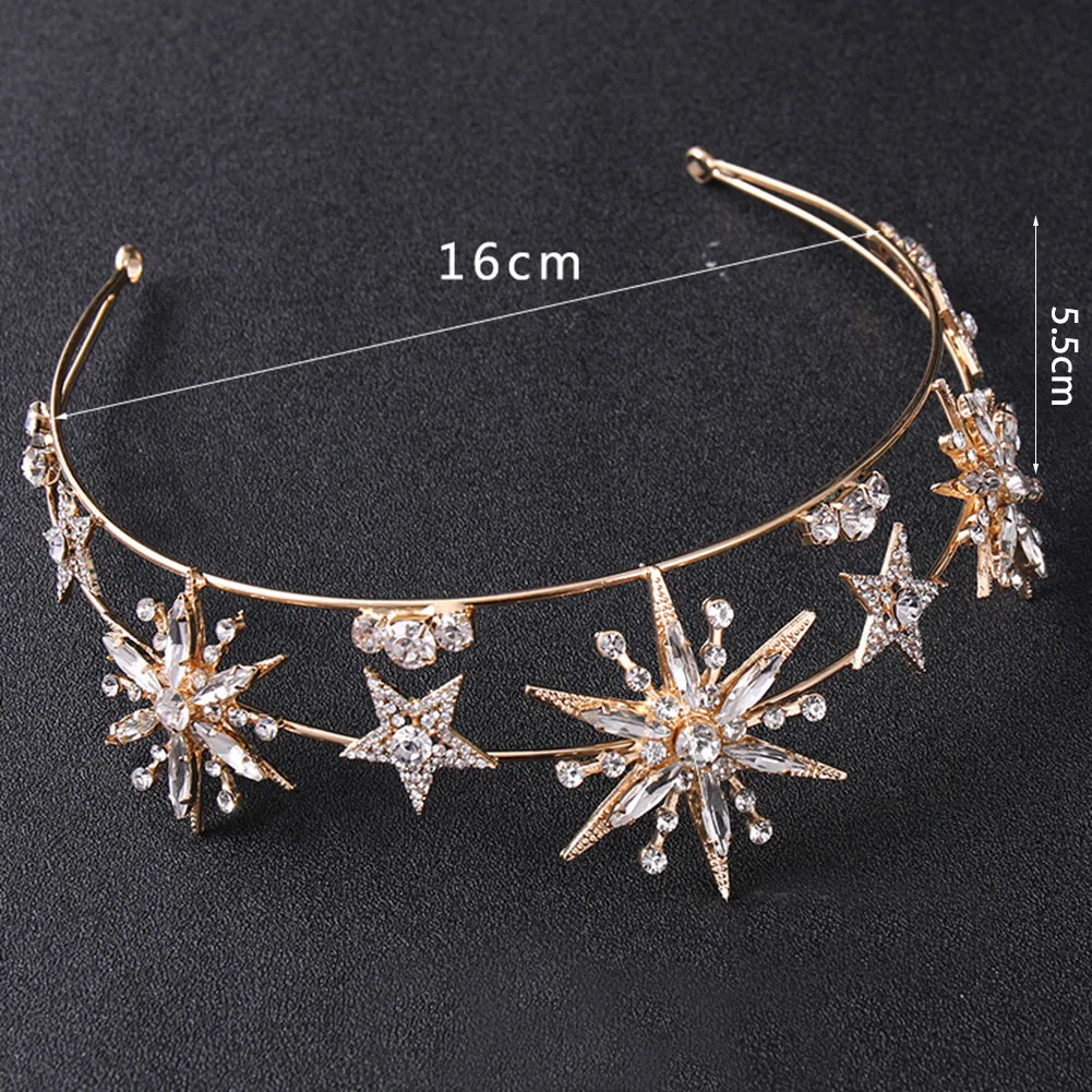 Star Shapedcrown Sparkling Rhinestone Double Layer Hairband For Women Birthday Party Wedding Hair Accessories Fashion Prom Tiara view 6