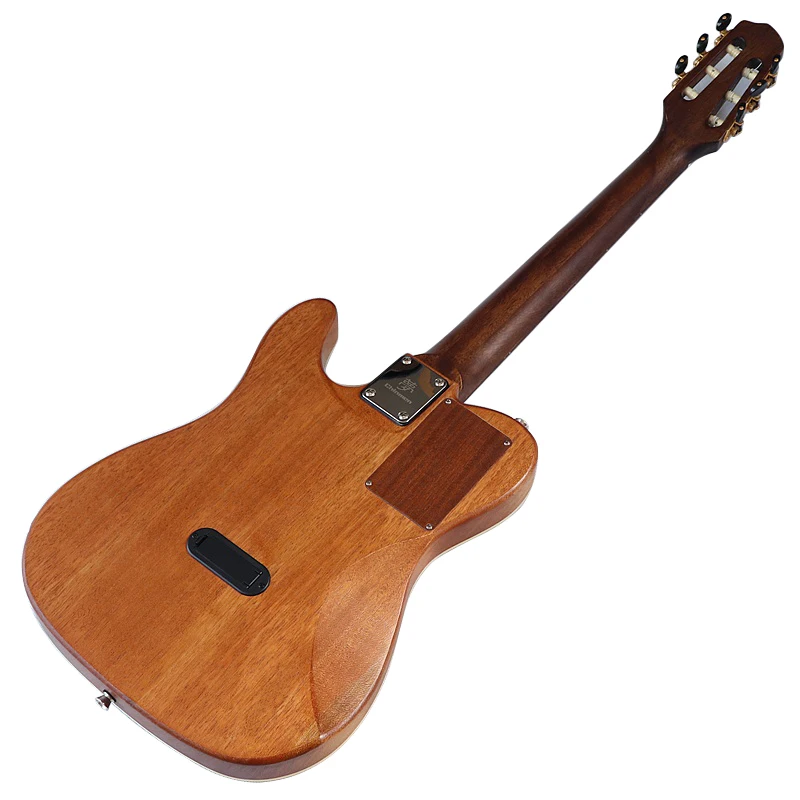 Full Hand-Made Silent Classic Guitar, Solid Red Cedar Wood Top, High Gloss Finish, 6 String Solid Okoume Wood, Thin Body