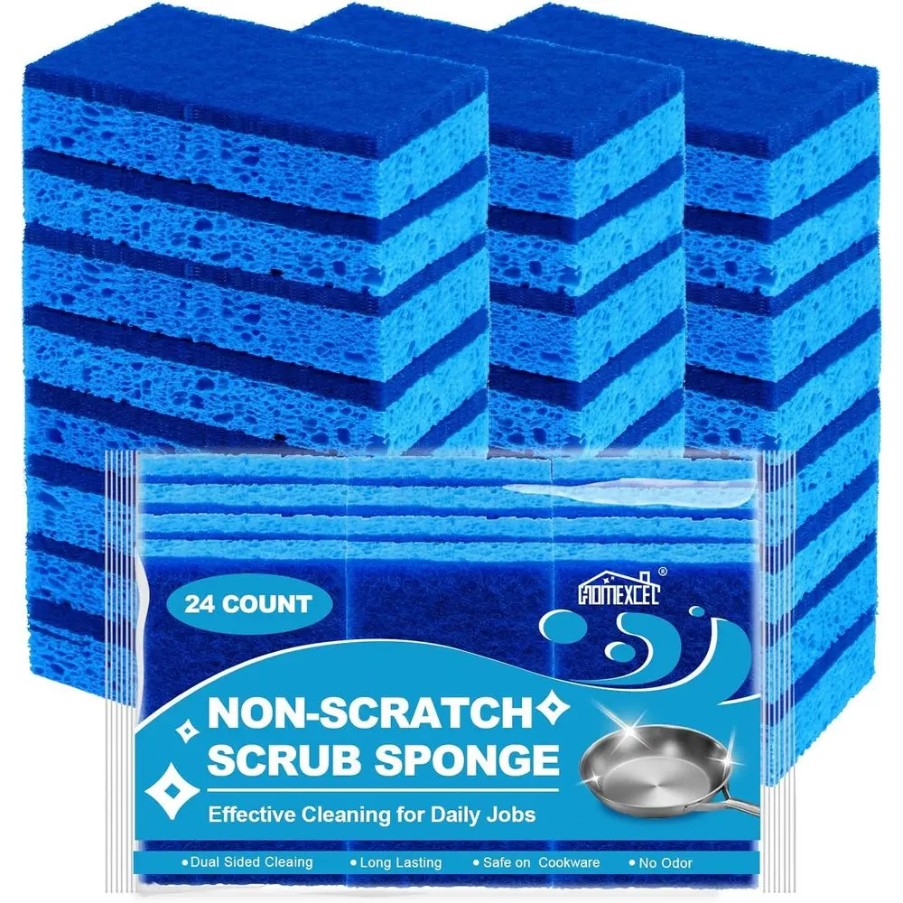 

24-Piece Dual-Sided Scrub Sponges for Non-Scratch Cleaning on Cookware and Household Surfaces