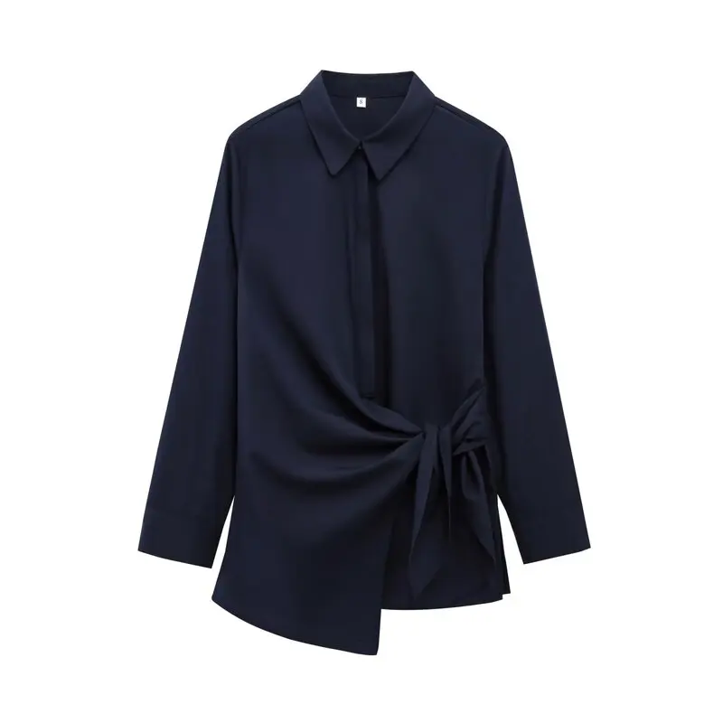 

Summer 2024 Women's Slim Fit Double Button Silk irt Versatile Commute Sle Long Sve Regular Length Faion Design