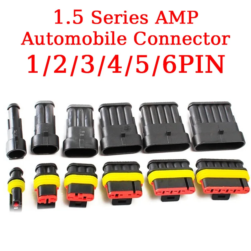 

20/50/100Sets 1.5 Series AMP Automobile Connectors 1/2/3/4/5/6 Pin Super Seal Waterproof Electrical Wire Connector 282080-1