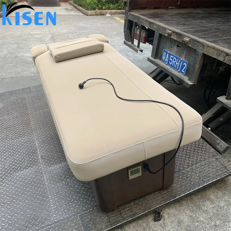 Popular Electrical  Salon Spa Massage Table Armrest Adjustable Soft Cushion  Heat Bed 2motors with Storage Space