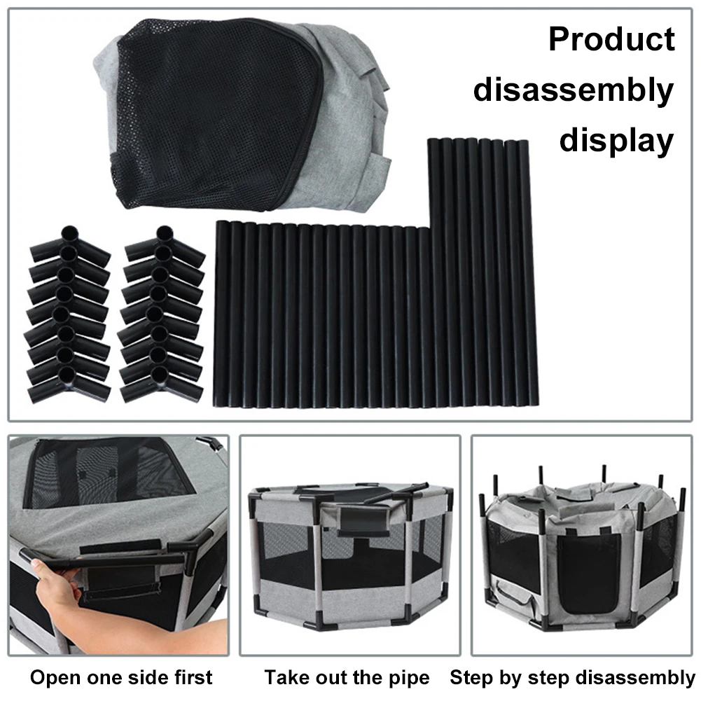 

Octagon Breathable Mesh Dog Crate Oxford Fabric Portable Kennel Cage Waterproof Portable Foldable Cat Tent for Puppy Dog Cat
