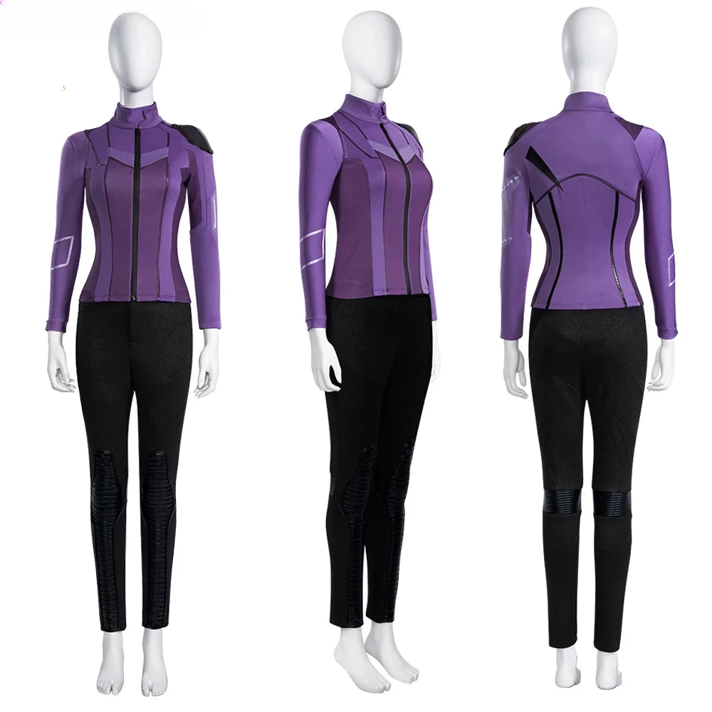 Female Hawkeye Kate Bishop Cosplay Costume with Quiver Hawkeye Super Powered Hero Outfit for Halloweewn Carnival Party