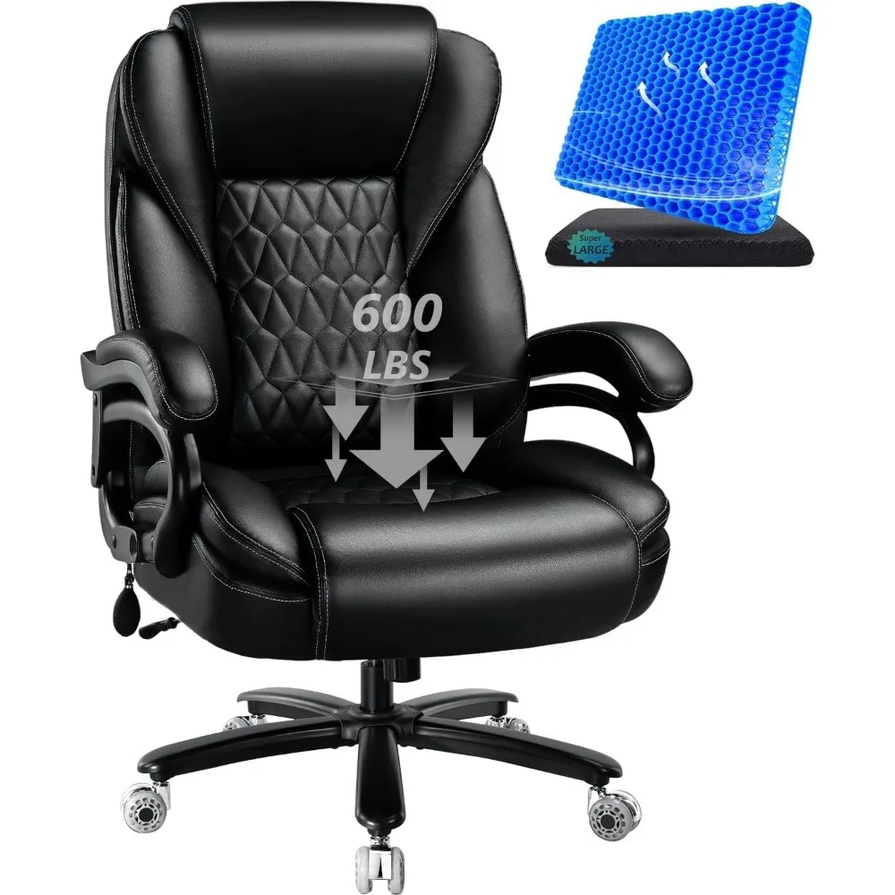 

600lbs Big and Tall Office Chair with Pocket Spring and Gel Seat Cushion, Ergonomic Heavy Duty Executive Office Desk Chair with