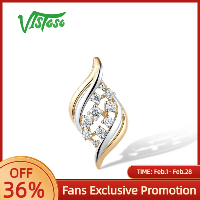 

Женская подвеска из двух тонов VISTOSO, подвеска из натурального золота 14 к 585 пробы, со сверкающими бриллиантами, шикарные ювелирные украшения из драгоценных камней для Годовщины свадьбы