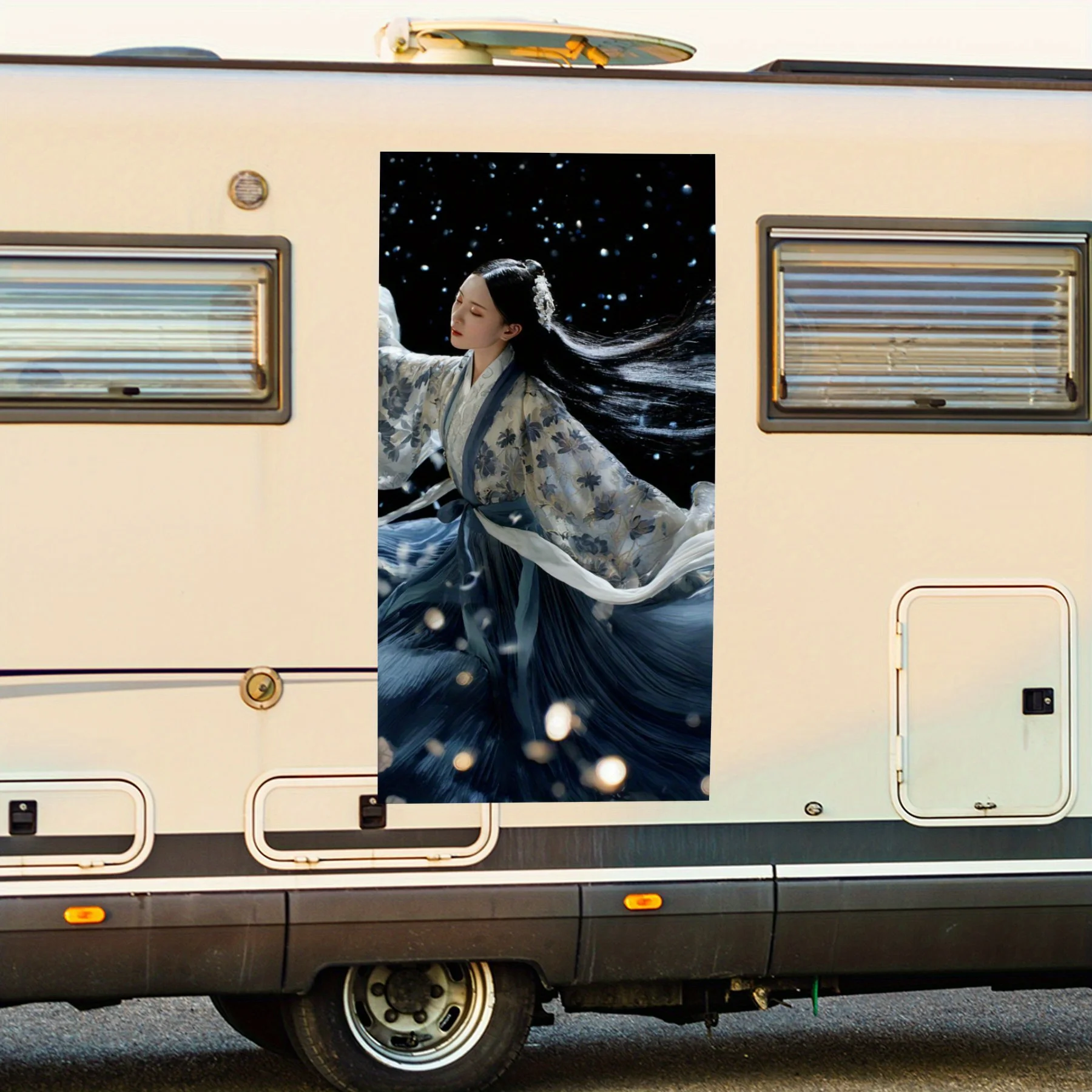 Ancient Style Dancing Beauty,Waterproof Vinyl Decal for RV Side, Self - Adhesive Stickers to Decorate & Protect RV Body, Perfect