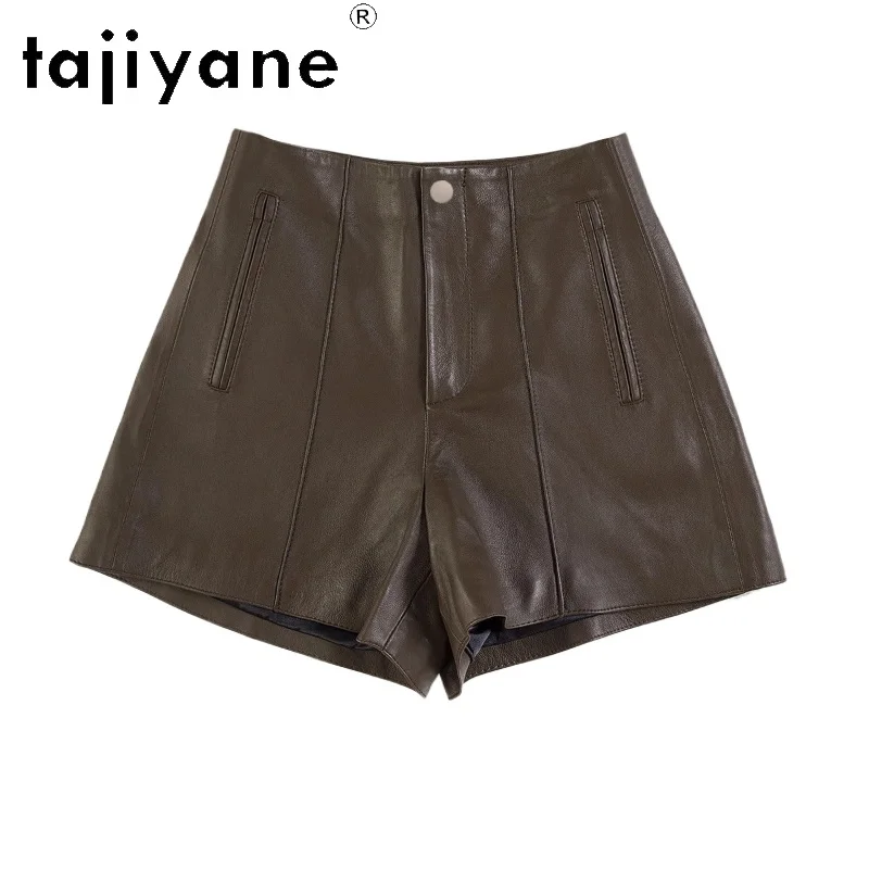 TAJIYANE Genuine Leather Shorts Woman High Waist Real Sheepskin Short Pants Korean Style Spring Women Clothing 2025 Шорти Жіночі