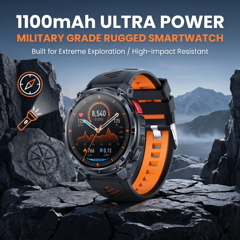 2026 New T-Rex3 Pro 1100mAh Battery Smart Watch GPS path 5AT