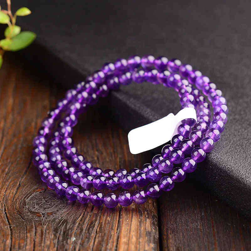 108 beads multi-wrap bracelet 5-10mm dual-use Amethyst couple fashion ornament