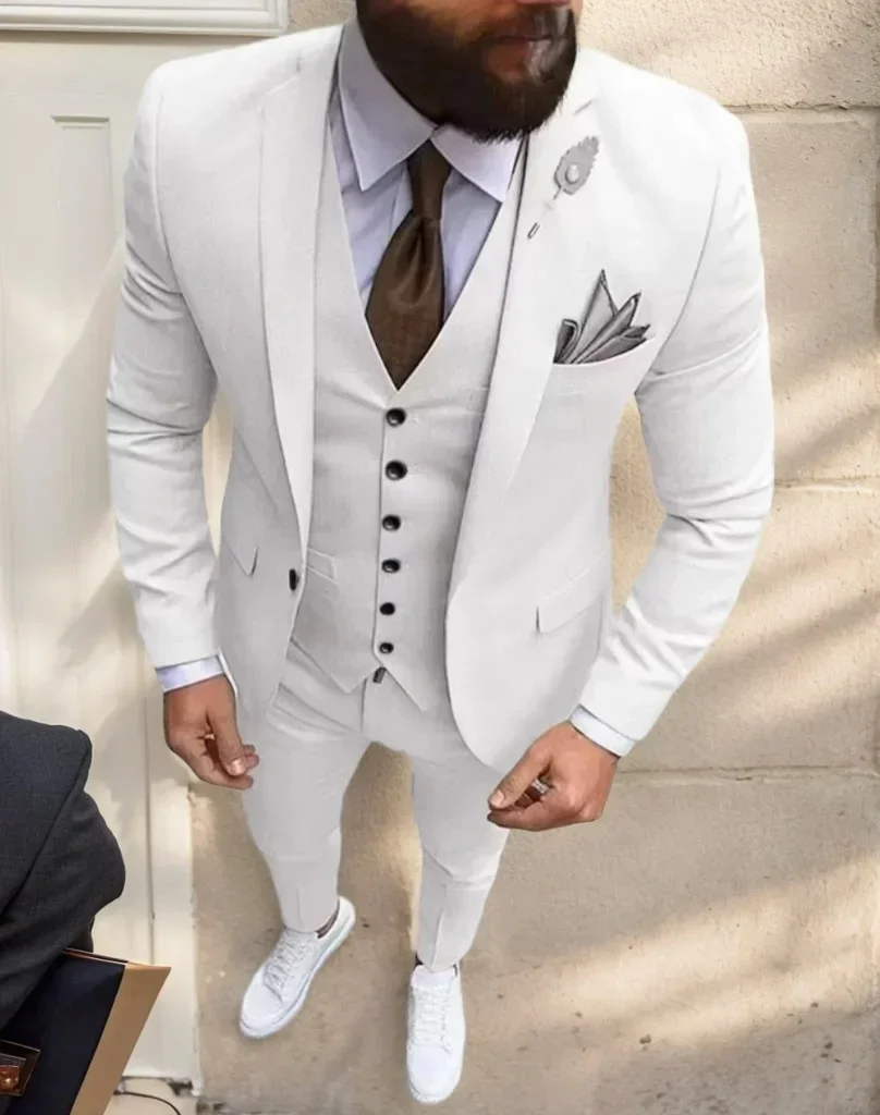 

Slim Fit Men's Suit 3-Piece Blazer Vest and Pants Set Formal Elegant Man Suit for Wedding Business Groomsman Tuxedo Set