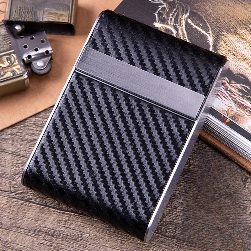 

Fashion PU Stainless Steel Cigarette Case Container Tobacco Holder Storage 20 Cigarettes Smoking Accessories for Men