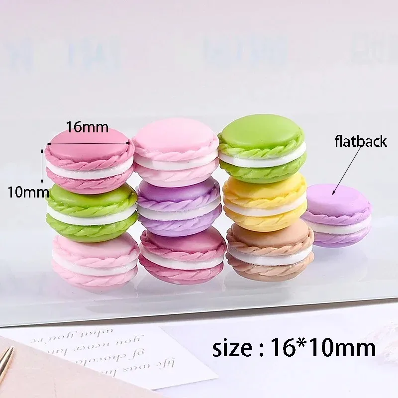 10Pcs Kawaii Resin Macaroon Miniature Flatback Cabochon Art Supply DIY Craft Decoration Homemade Gift Phone Deco