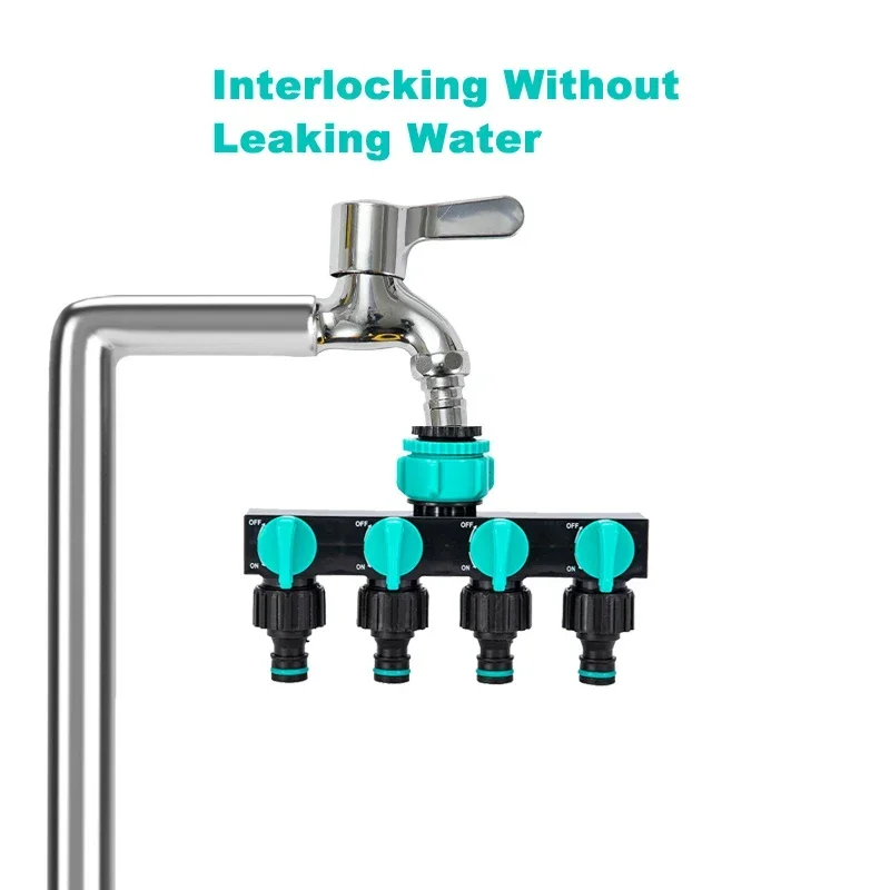 Gartenschlauch-Verteiler, 4-Wege-Wasserhahn-Verteiler, Schlauchanschluss-Verteiler mit vier unabhängigen Schaltern für die Haus- und Rasenbewässerung – Detail 9