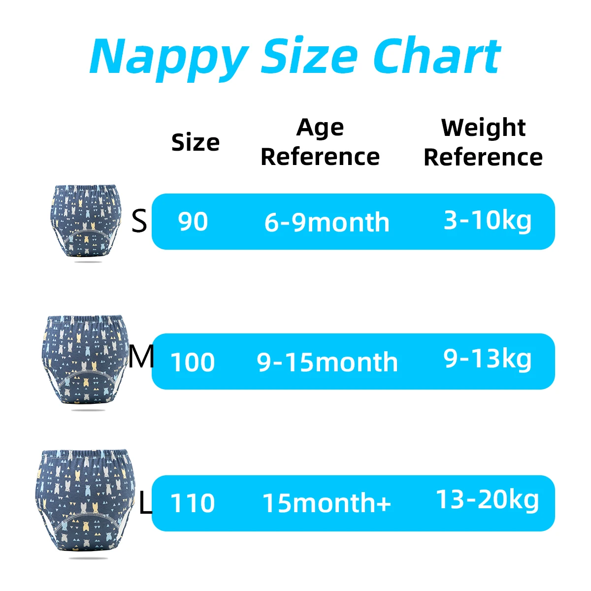 1PC Baby Cotton Diaper Infant Cloth Nappy Breathable Toilet Training Pant Reusable Cotton Newborn Baby Training Pants 0-3Year