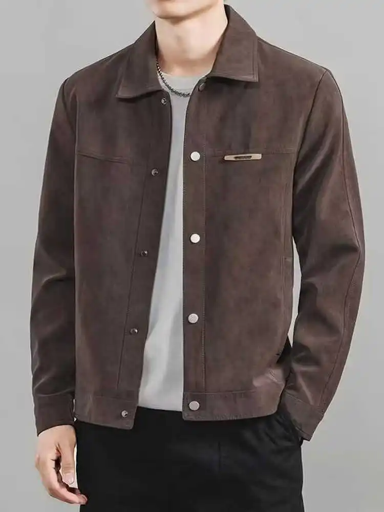 

Весенне-осенний мужской Jaet, новинка 2023 года, брендовый высококачественный замшевый откидной воротник, повседневная одежда Haome, повседневная одежда, пальто