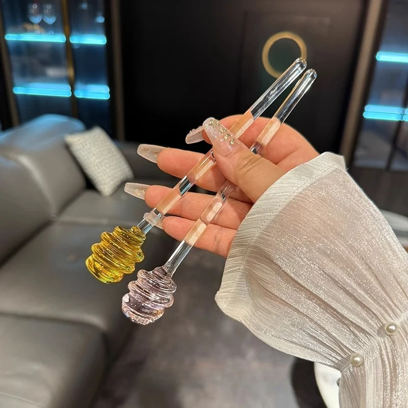 Cute Glass Honey Stirring Rod Honey Special Spoon Creative Long-handled Coffee Fruit and Jam Stirring Stick Home Kitchen Tools