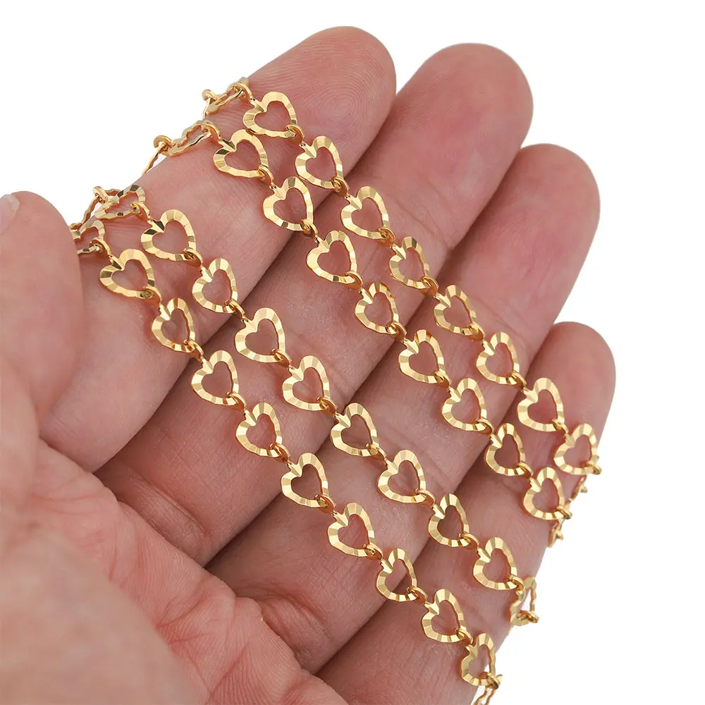 1M Width 6mm Stainless Steel Heart Plated Gold Chain Roll Chains for Jewelry Making Supplies DIY Necklace Wholesale Items Craft - Image 3