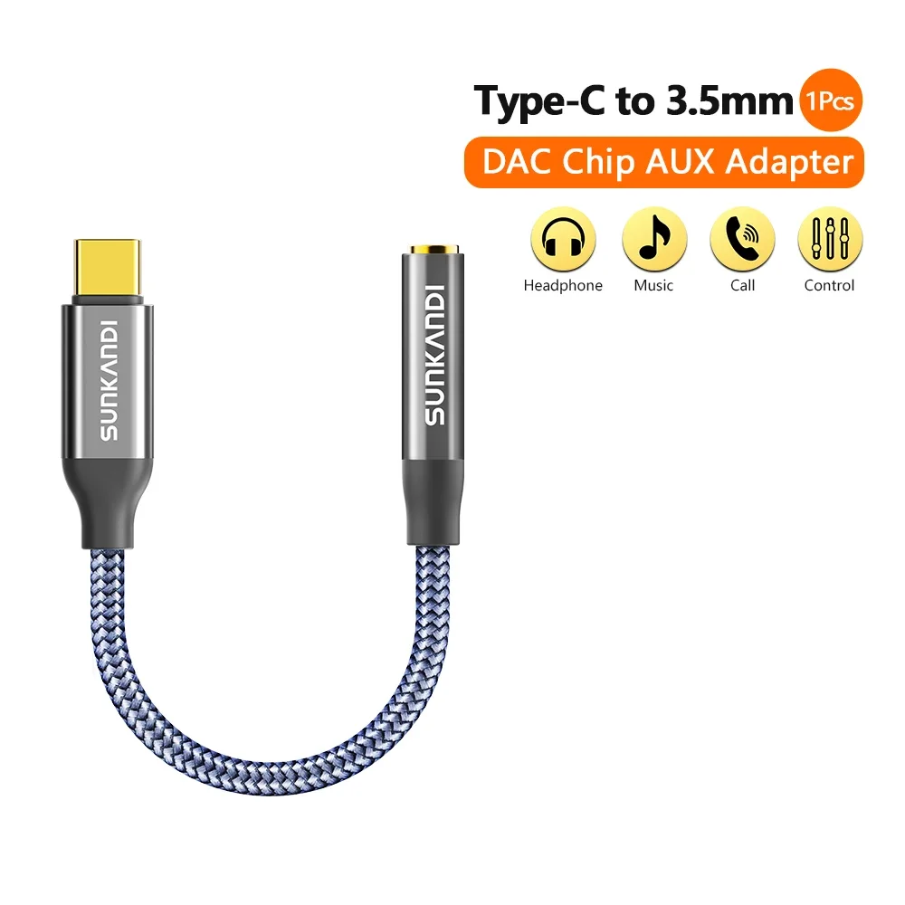 SUNKANDI USB C naar 3,5 mm vrouwelijke hoofdtelefoonadapter, type C naar 3,5 mm vrouwelijke Aux-audiokabel snoer voor iPhone 16 15, Samsung Xiaomi