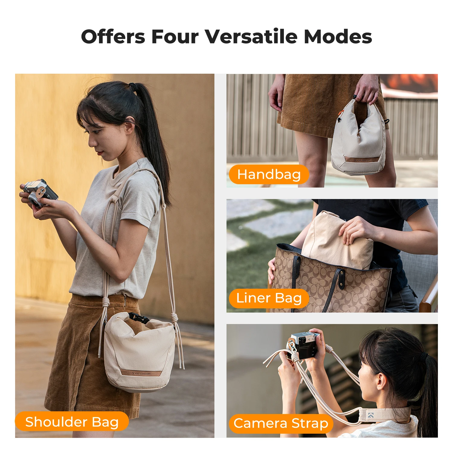 K&F Sling Bag 5L Cloud Bag Shoulder Liner Camera Bag Handbag Camera Strap Polyester Fabric Slightly Water-repellent K&F Concept