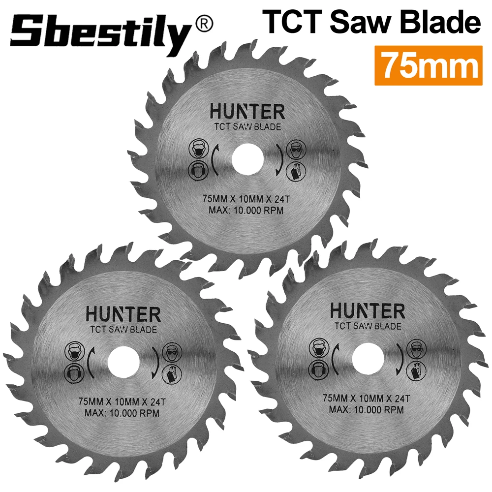

1/3pcs 75mm 3inch TCT Circular Saw Blade 24T Wood Cutting Dics Bore Diameter 10mm for Angle Grinder to Cutting Wood Plastic