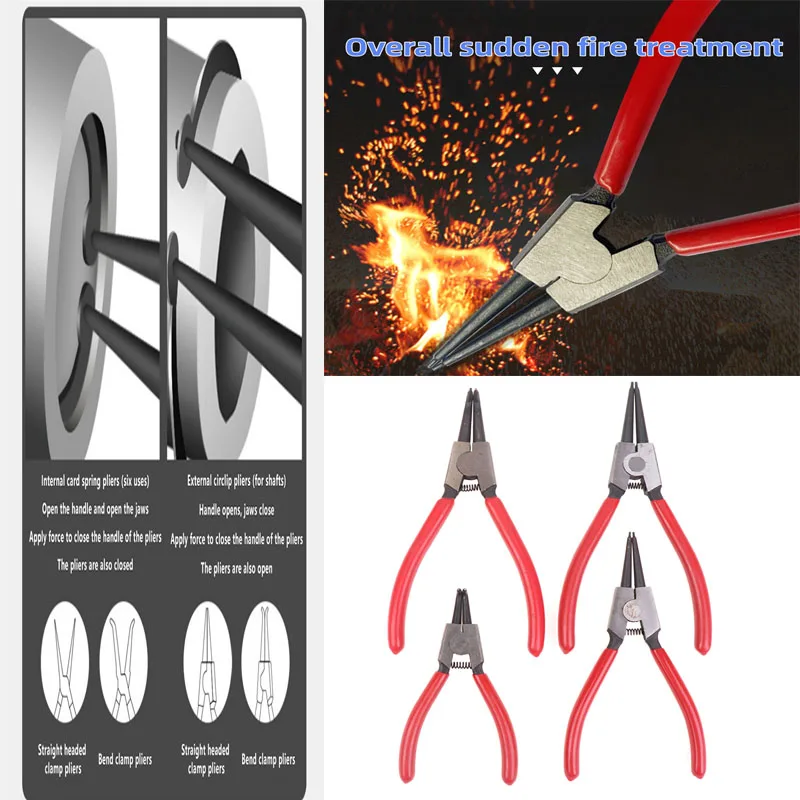 1Pcs Hand Tool 5/6/7 Inch Internal External Pliers Retaining Clip Carbon Steel Multifunctional Snap Ring Circlip Pliers
