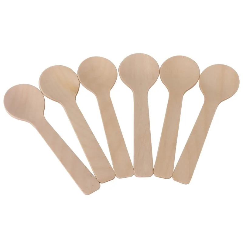 100 Pcs Mini Wooden Spoons Disposable Eco Friendly Sugar Salt Scrub Spoons Biodegradable Ice Cream Dessert Spoons