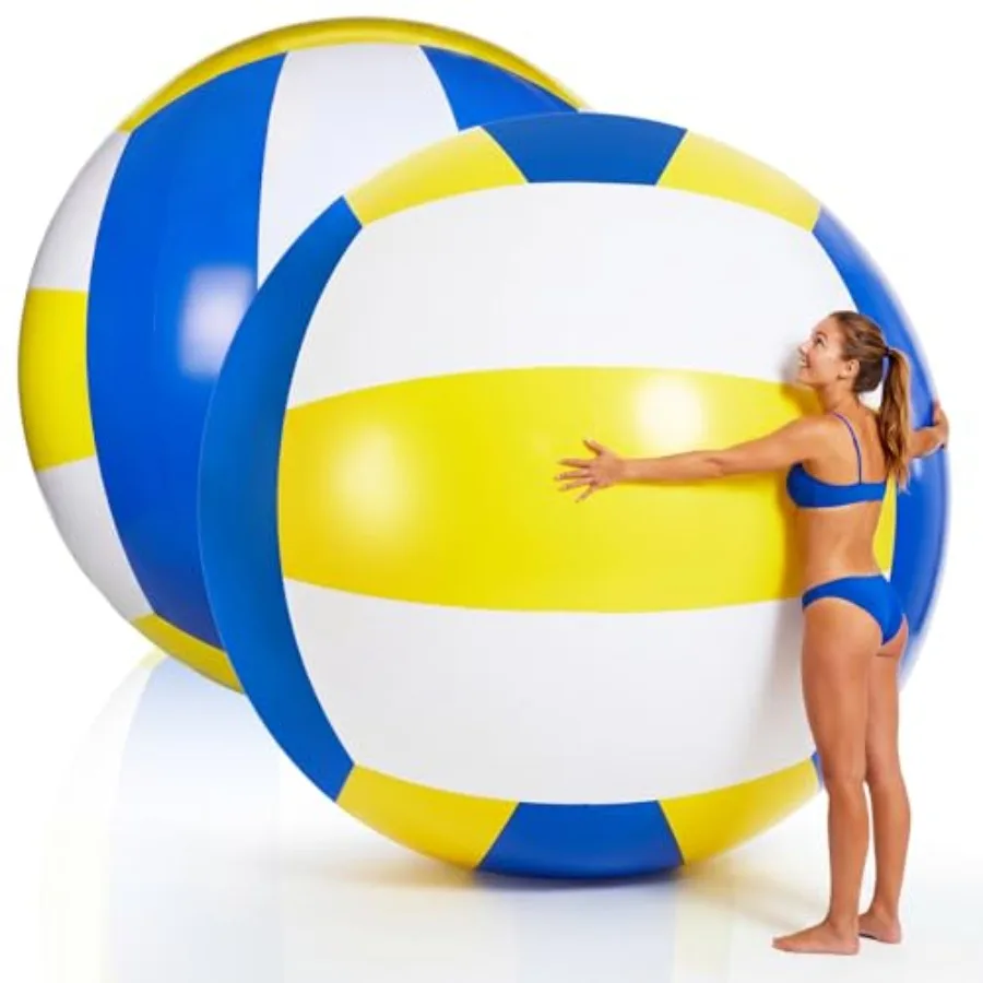 2 Pcs 70 Inch Giant Inflatable Beach Volleyball Inflatable Pool Balls Large Beach Balls PVC Jumbo Sports Game for Summer Outdoo