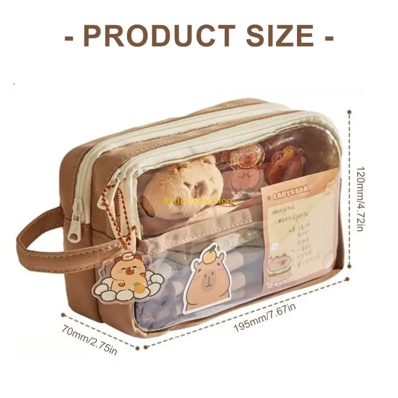 W89C حالة قلم رصاص W89C مع Capybara Capybara Pencil Pencil Bag Bag Bag Bag Hage للطالب