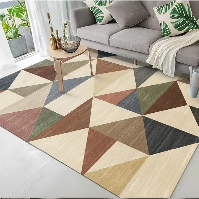 VIKAMA Blue Grey Gold Radial Line Area Rug for Living Room Office, Non Slip Machine Washable Floor Rug Home Decor