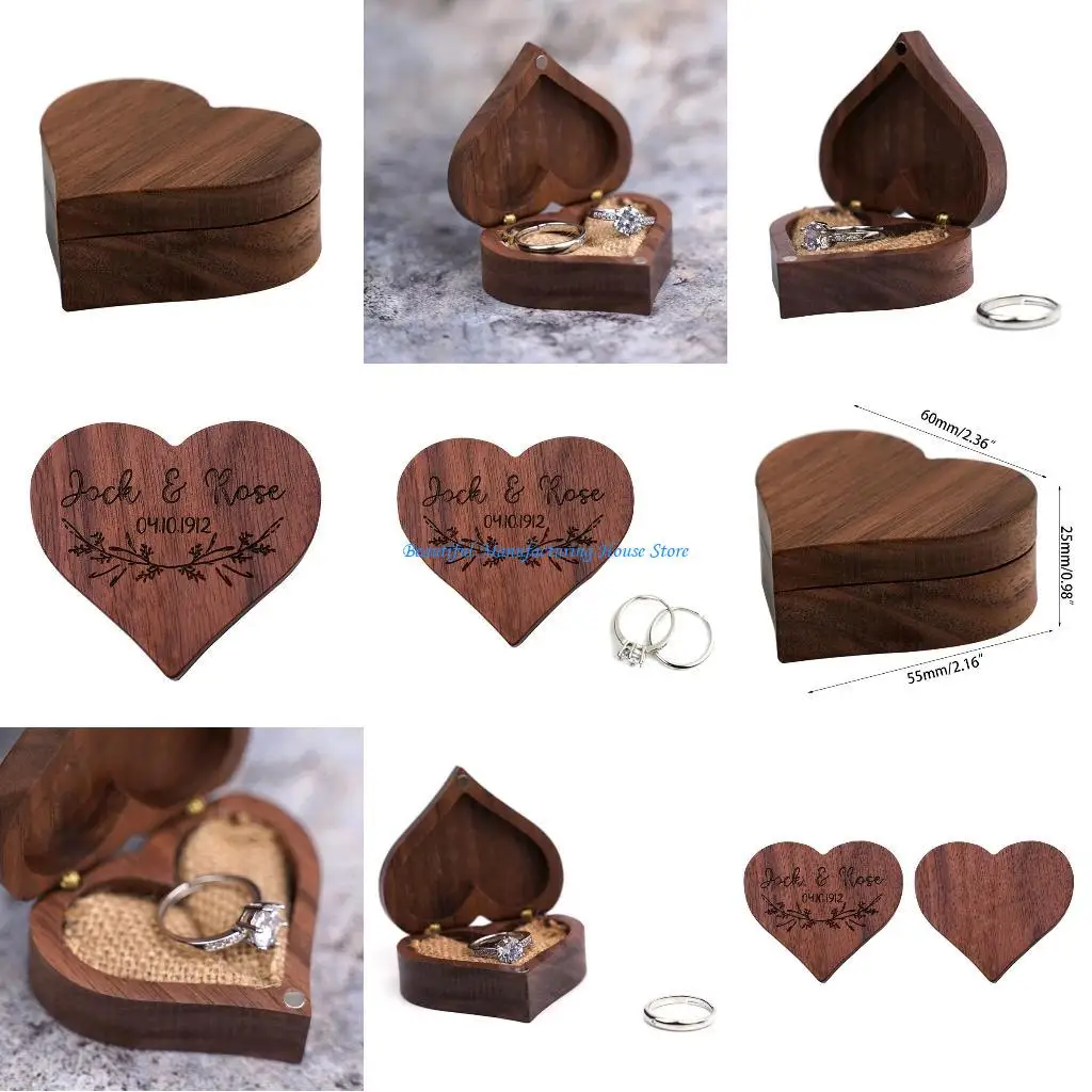 

E56A Travel for Case Portable Storage Jewelers for Case Heart Box Walnut Holder for W