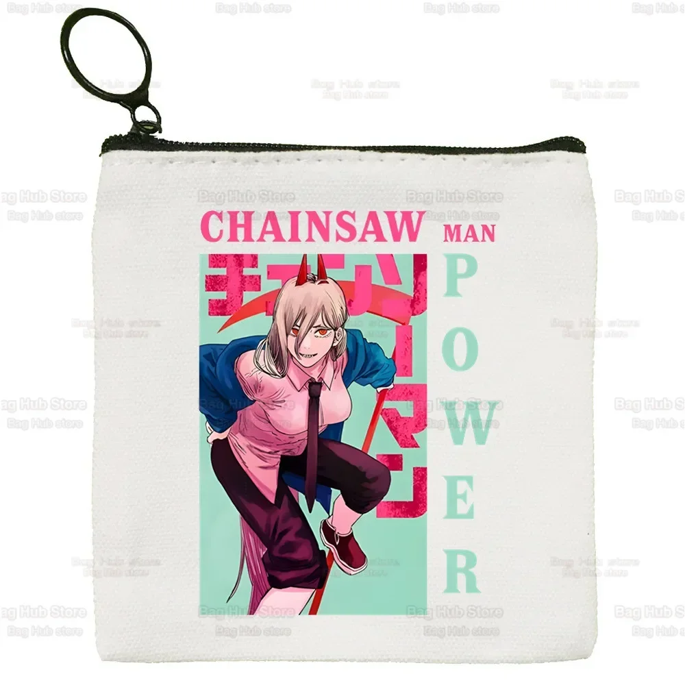 Chainsaw Man  Manga Darkness Devil Anime Key Case Lady Bag Coin Storage Bag Pochita Makima Canvas Coin Purse Cute Cartoon