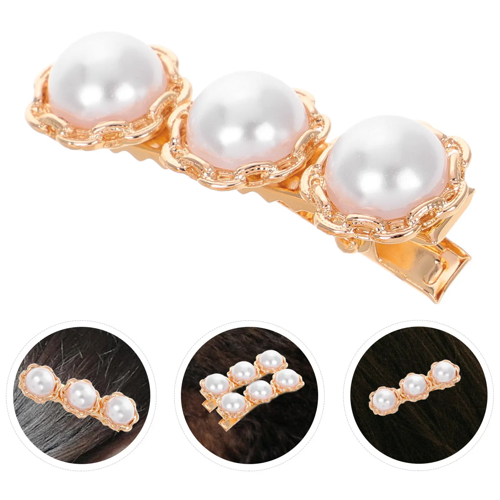 

Винтажная заколка для волос с жемчугом для женщин, из цинкового сплава, элегантная боковая заколка-защелка для свадебных, торжественных и повседневных причесок