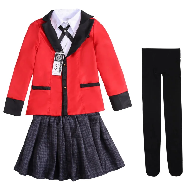 Costume cosplay per bambini adulti Anime Jabami Yumeko Parrucca uniforme Kakegurui Set completo di vestiti di Halloween