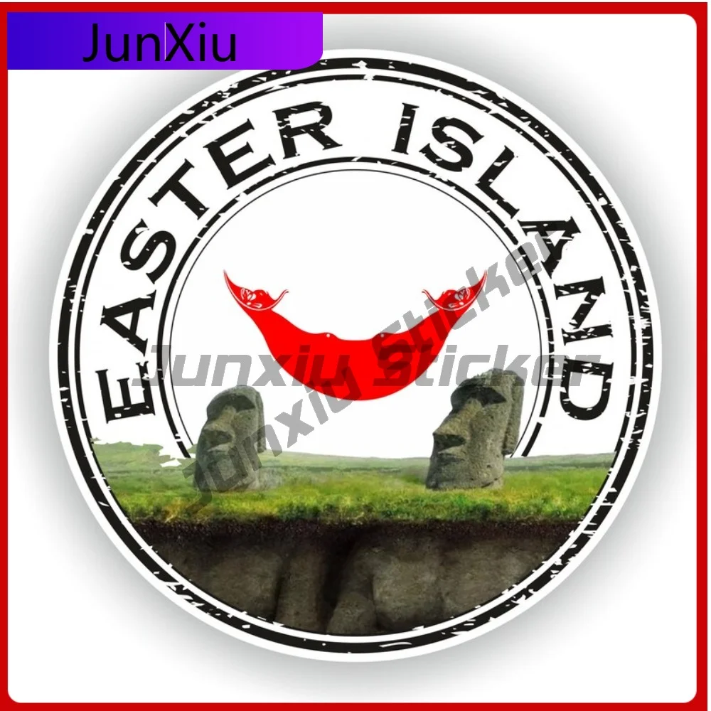 

Easter Island Seal Sticker Round Flag Creative Vinyl Decal Waterproof PVC Decorative for Camper Bodywork Laptop Phone Guitar