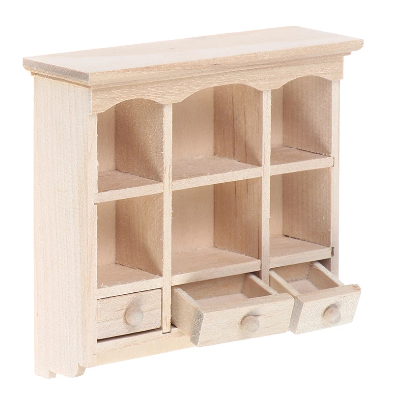 1pc antike Puppenhaus Mini Möbel Holz schrank Regal Display Schrank Spielzeug für Kinder Puppenhaus Dekoration Zubehör