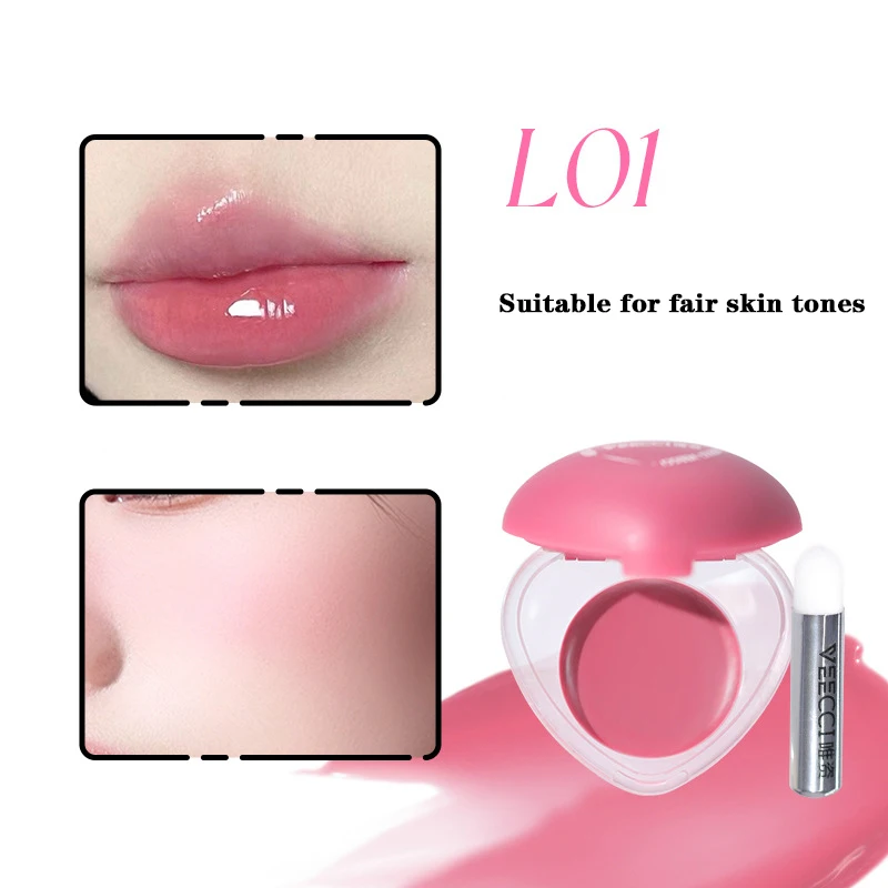 VEECCI متعددة الأغراض بلسم الشفاه الخدين الطبيعي المائي ترطيب ترطيب أحمر الخدود أحمر الشفاه ماتي لامع طويل الأمد ماكياج الوجه