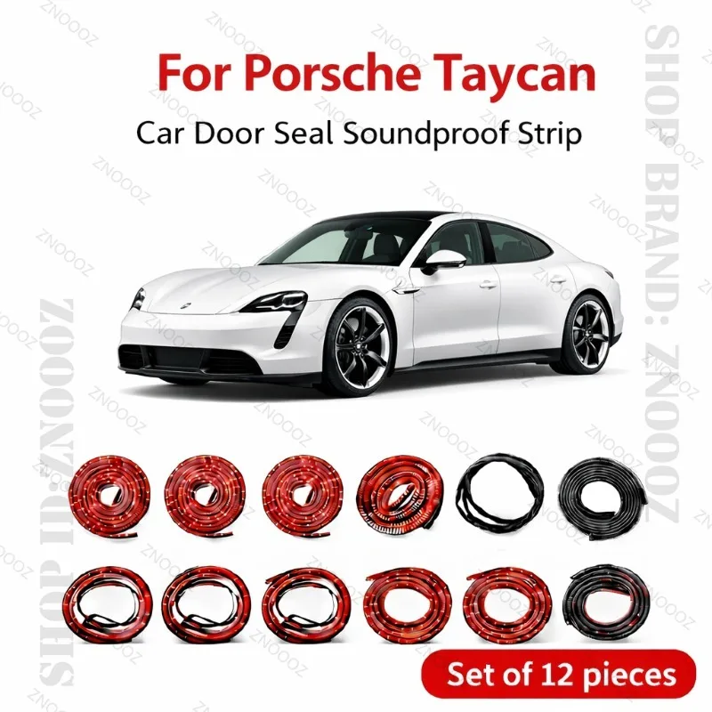 

For Porsche Taycan Car Door Seal Strip Rubber Double Layer Soundproof Dustproof Waterproof Door Weatherstrip 12PCS Set