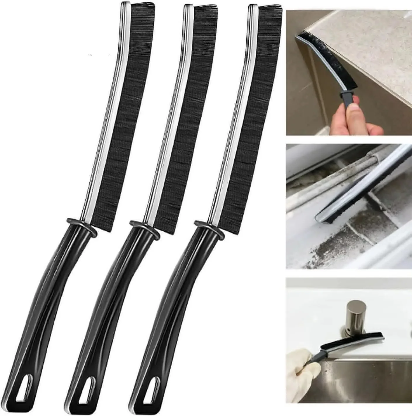 1/3PCS Multifunctional Gap Cleaning Brush Kit, Bathroom Cleaning Tool, Grout Cleaner, Hard Bristle, Crevice Gadget